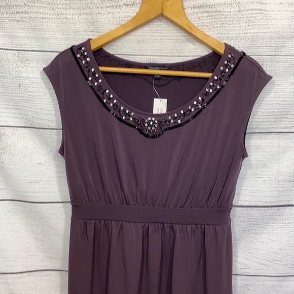 NWT purple w/beading dress Banana Republic MEDIUM - Picture 2 of 9